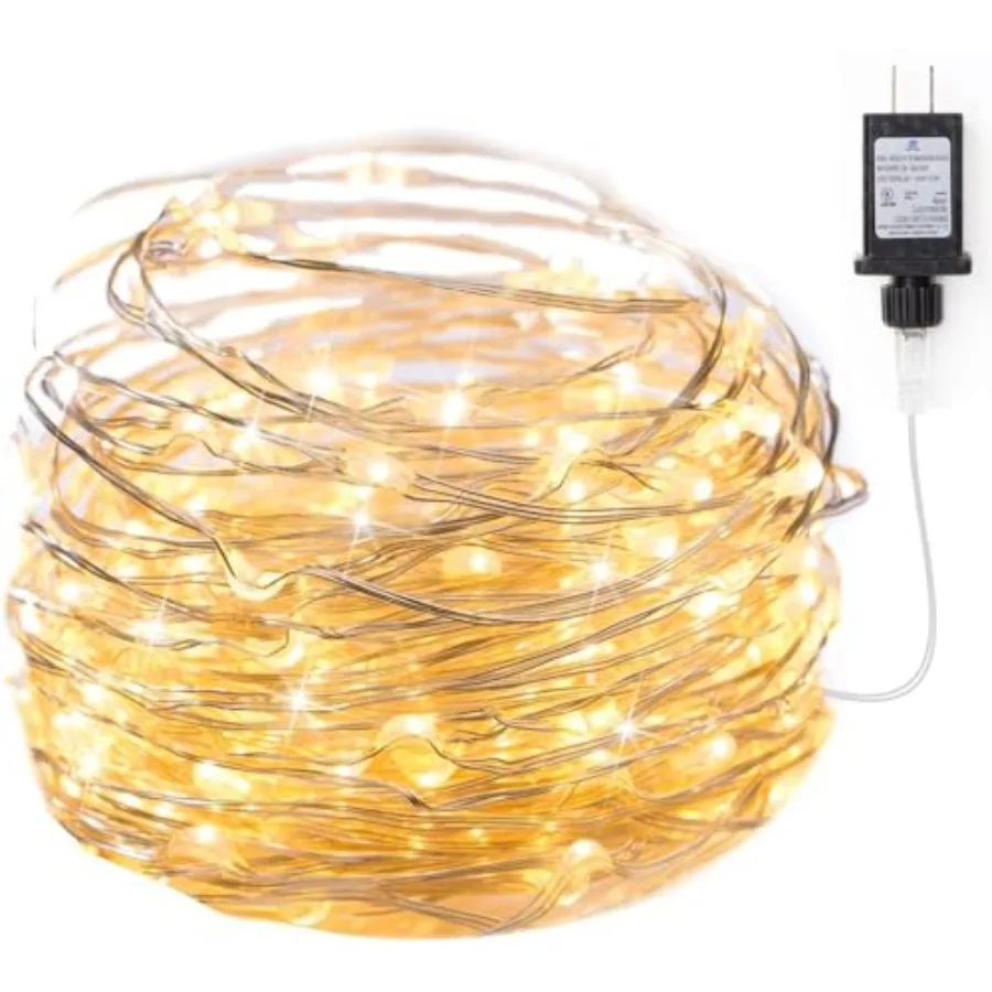 

Fairy Lights Plug in, 33Feet Waterproof Silver Wire Firefly Lights, Adaptor Included, Starry String Lights for Wedding Indoor O