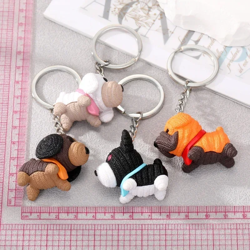 Creative Wool Solid Woven Small Cute Resin Dog Mascot Line Doll Pendant Keychain Gift Essential Boys and Girls' Favorite Item