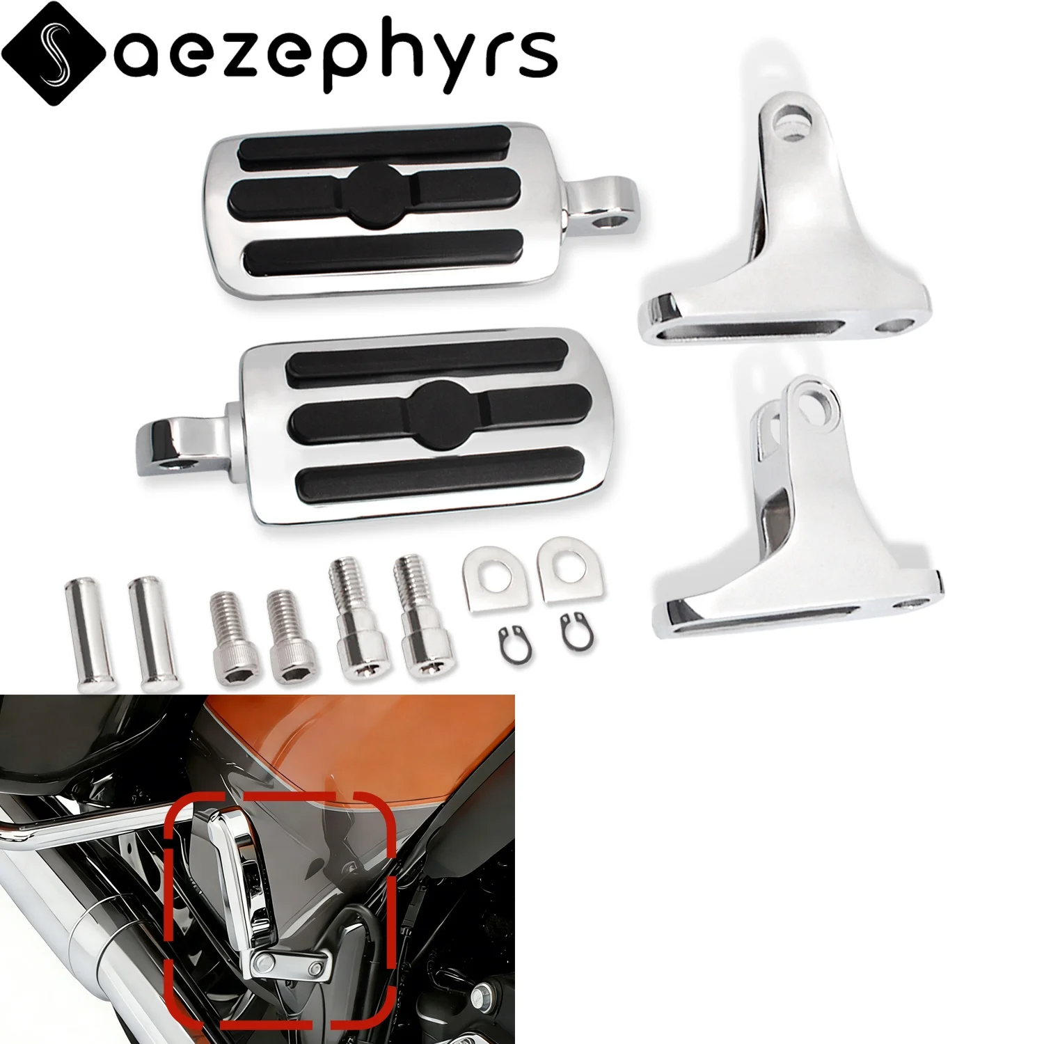 

Motorcycle Passenger Rear Foot Pegs Footrest Bracket Kit For Harley Touring CVO Road King Street Glide Electra Glide 1993-2025