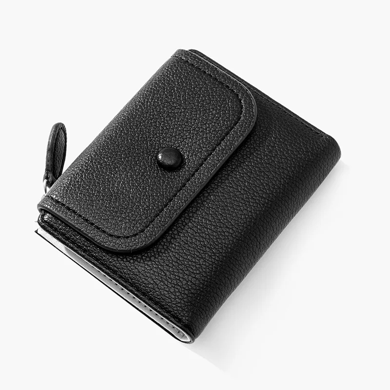 Foldable Card Holder Short Women Wallets PU Leather ID Folder Package Coin Purse Convenient Design Hasp Zipper Square unisex Bag