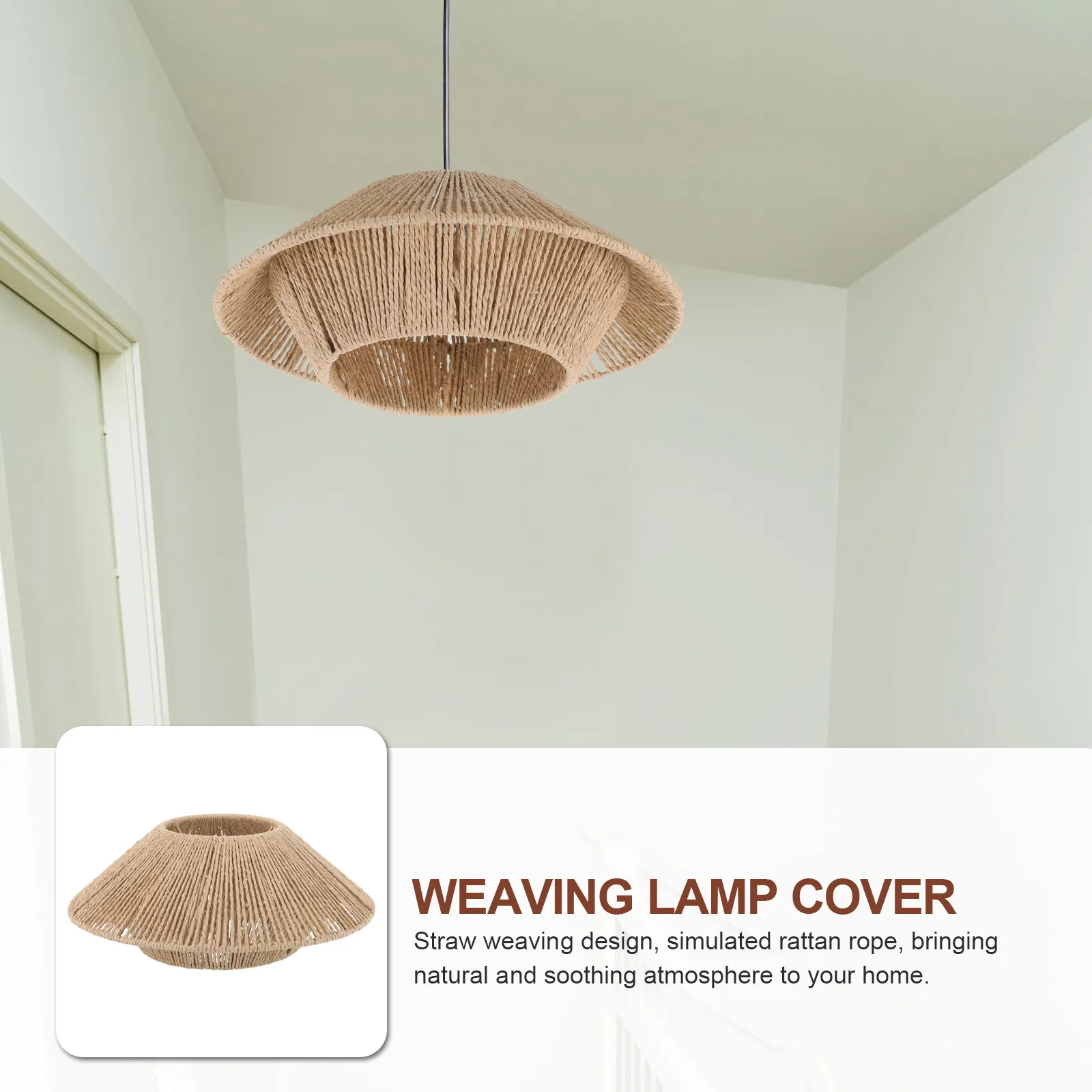 

Ceiling Light Shade E27 Socket Vintage Paper Lampshade Simulated Rattan Weaving Lamp Cover Indoor Light for Chandeliers Wall and