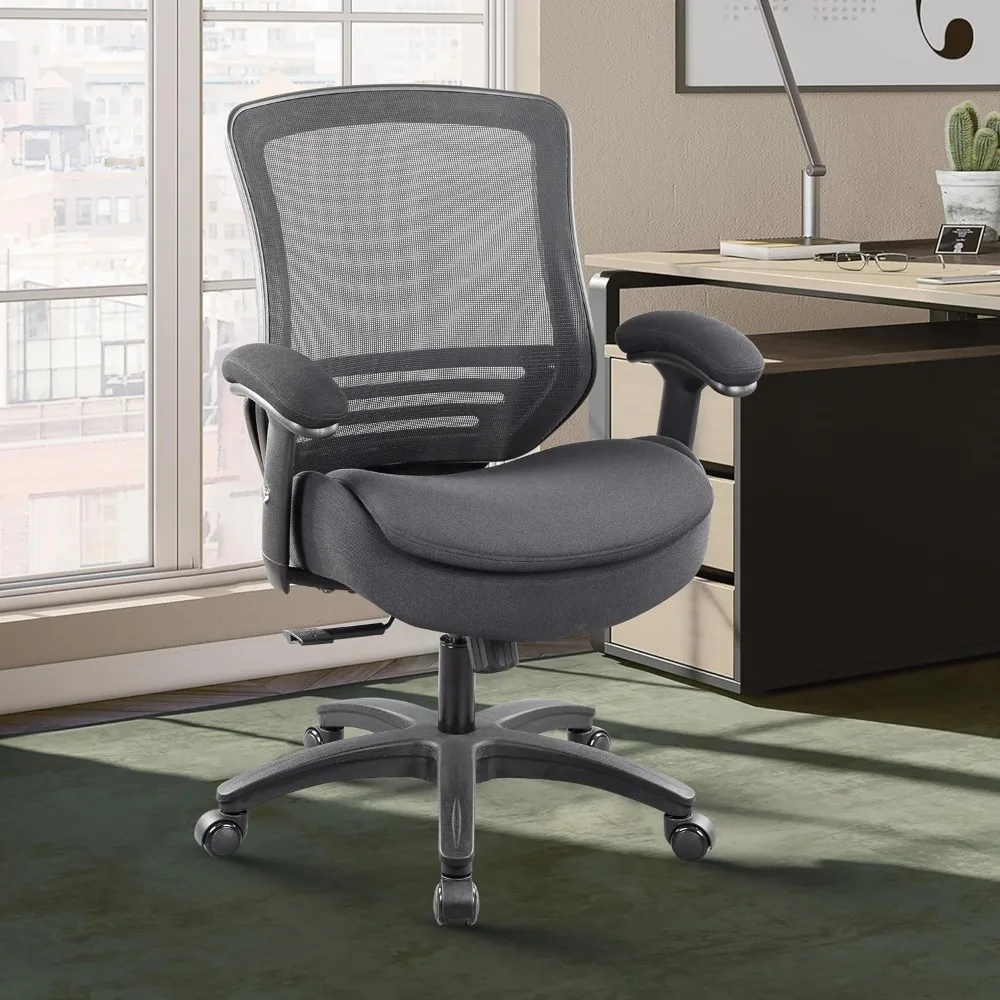 Silla ergonómica de oficina con reposabrazos suave, sillón de escritorio, soporte Lumbar, giratoria de 360 °, negra, sin reposapiés