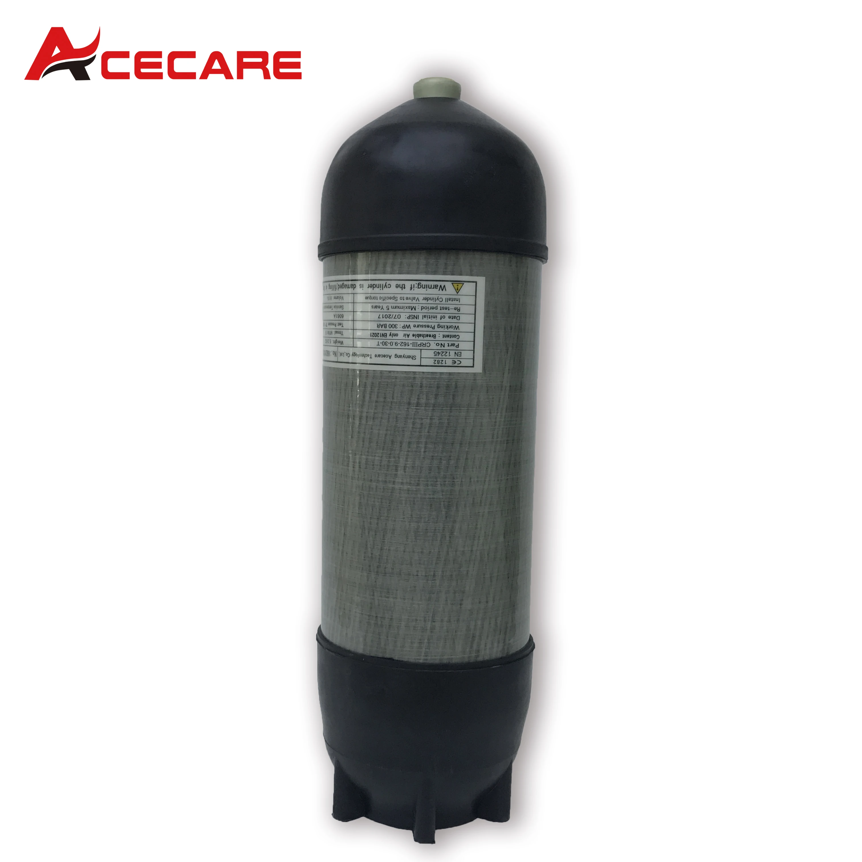 ACECARE 9L 300Bar Carbon Fiber Cylinder 4500Psi Scuba Diving with Protection Rubber Boots