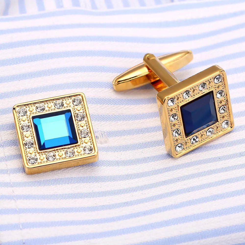 VAGULA Cufflinks Top Luxury Brand Party Wedding gift Suit Shirt Button Bonito Blue Crystal Gemelos Cuff links 176