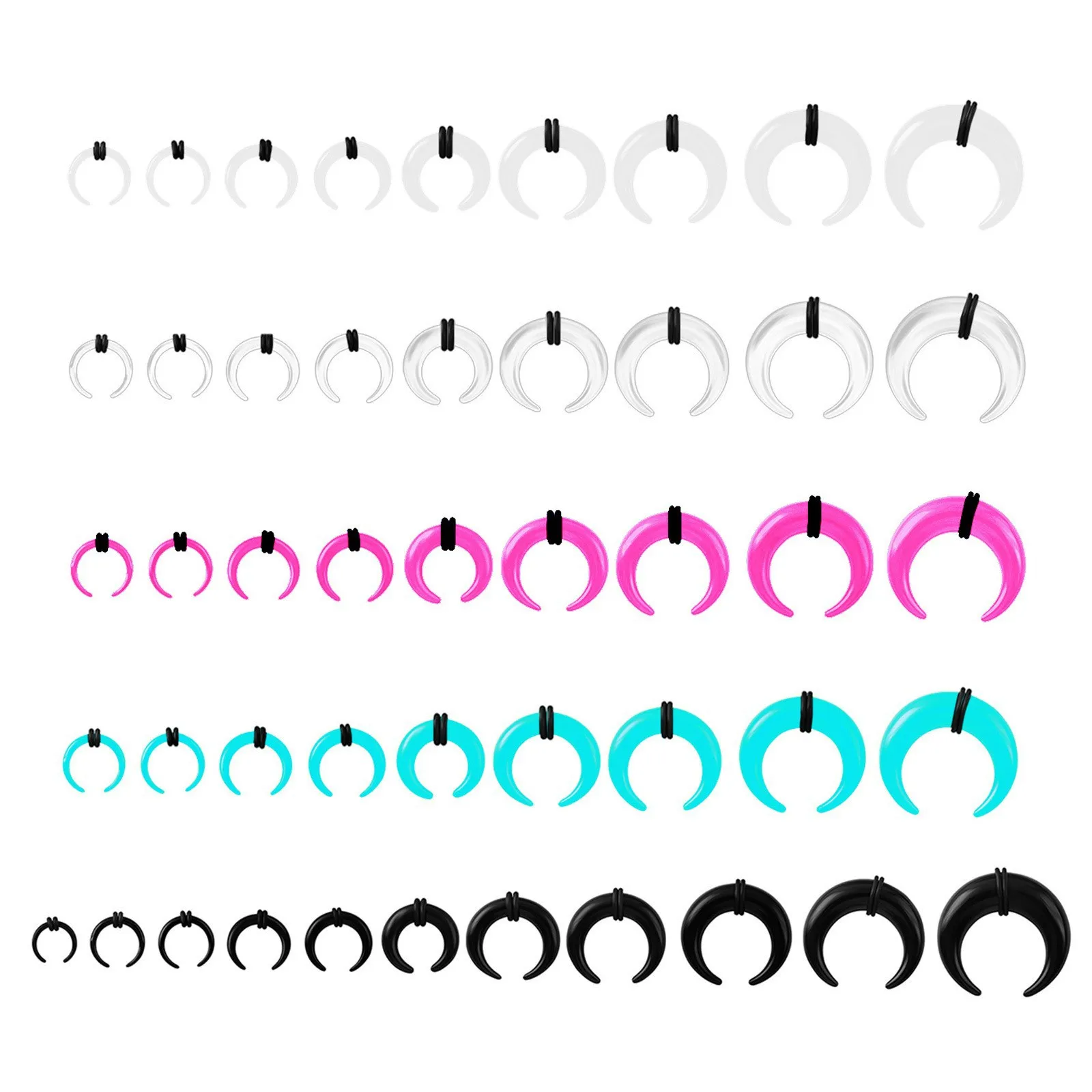 1pc Acrylic Nose Piercing U-Shaped Cone Ear Collar 1.6~10mm Ox Horn Tip Nose Ring Ear Enlarger Body Jewelry