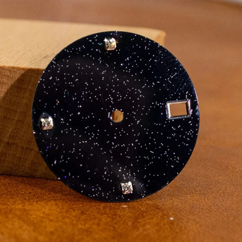 

New 28.5mm No logo Starry Sky Sand Watch Dial Diamond Green Lume Matte for NH35/NH38 Automatic Movement Case Mod Parts