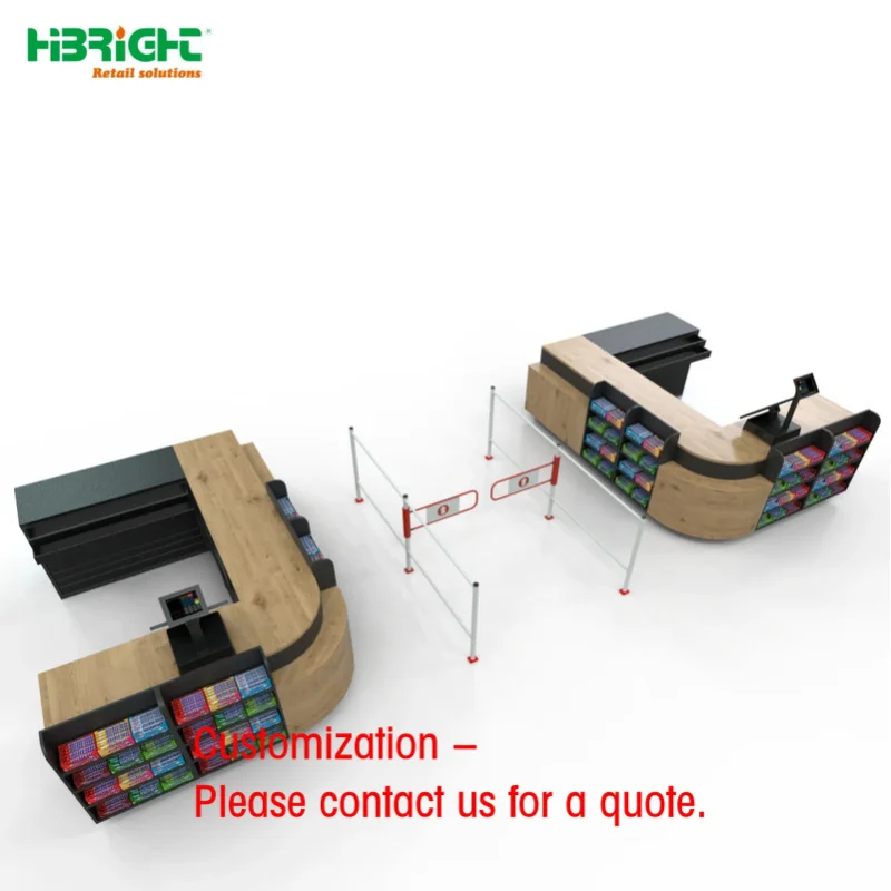 custom.HIGHBRIGHT Cash Register System Automatic Checkout Counter Conveyor Belt Durable Model HBE-CC 960mm Height 2400m