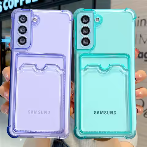 Card Bag Wallet Clear Phone Case For Samsung Galaxy A15 A25 A35 A55 A14 A24 A34 A54 A13 A23 A33 A53 S21 S22 S23 5G Bumper Cover