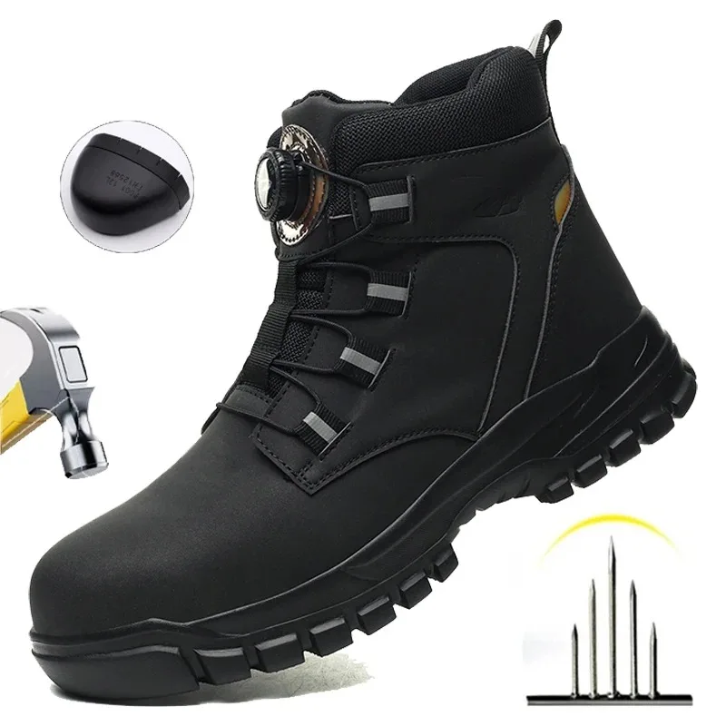 Botas de seguridad impermeables Para Hombre, Botas de trabajo indestructibles con punta de acero, zapatos de seguridad antigolpes y resistentes a puñaladas, Botas de motociclista Para Hombre