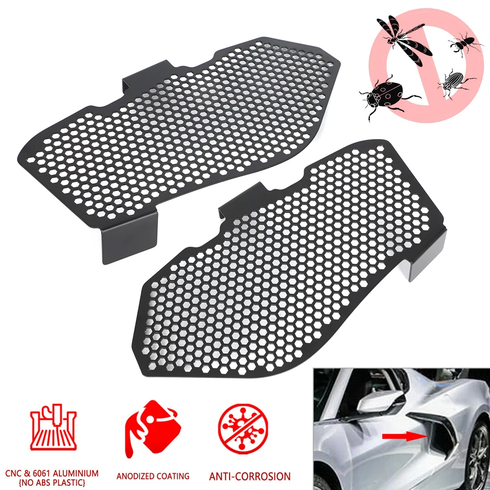 For Corvette C8 2020 2021 2022 2023 Aluminum Side Intake Mesh Grille Insert Guards Left + Right