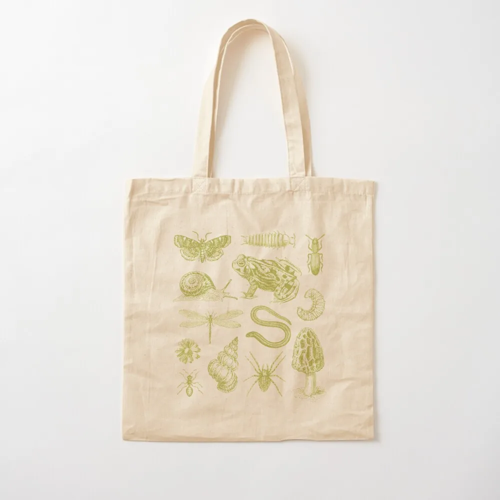 

Vintage Biology Nature Lover's Collection: Frog, Mushroom, Snail, and Moth Insects in a Science and Natural History Col Tote Bag