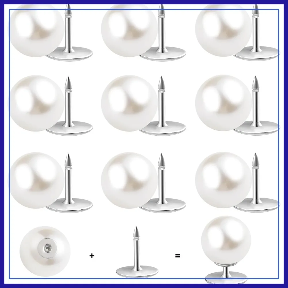 10 Sets Pearl Buttons No Sew Brooch Pins Reusable for Shirt Blouse Dress Sweater Shawl