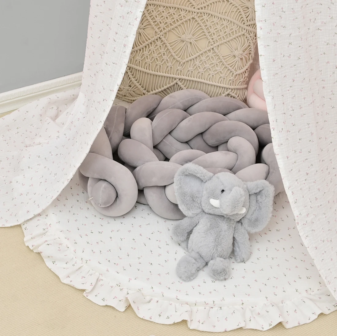 Rodada Nursery tapete com babados para o bebê recém-nascido, 100% algodão, musselina tecido, Photo Prop, Play Tendas Decoração, acolchoado esteira rastejando