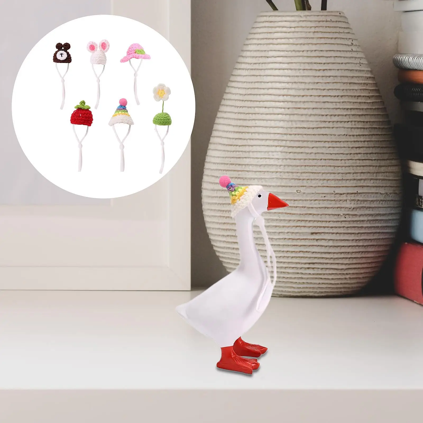 6 قطعة قبعات الحياكة الصغيرة قبعة ملحق شرفة صغيرة حزام قابل للتعديل اكسسوارات الموسمية ديكور مكتب أوزة وتتسابق أوزة زي