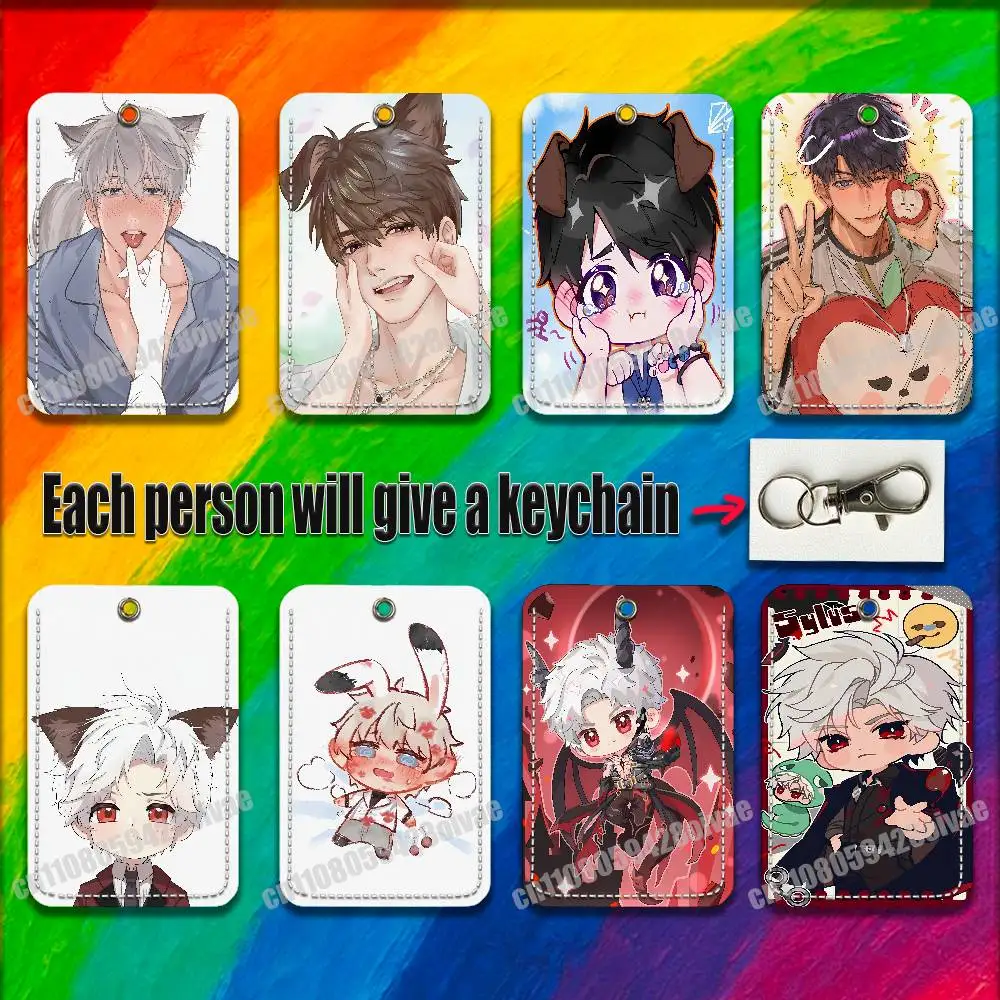 

Love and D-Deepspace Sylus For ID Clips Credit Bank Campus Card Holder Cover Decoration PU Leather Keychain