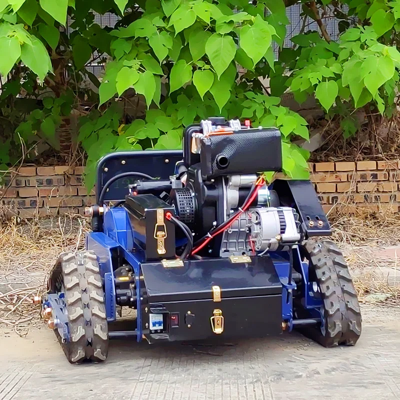 CustomizedManufacturer Direct Top Rated 40V 36V Petrol Remote Control Zero Turn Crawler Riding Mower for Grass Cutting 550mm Ree