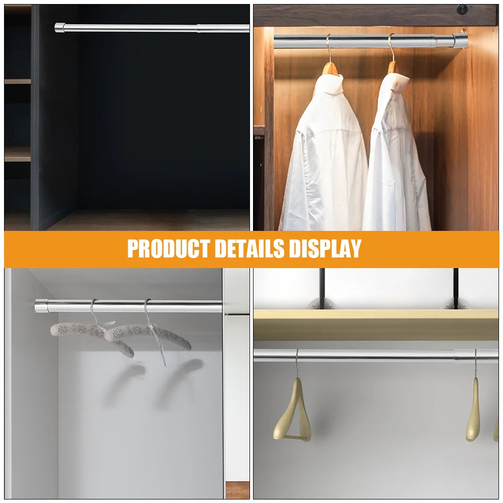 

1 set 1 Set Adjustable Telescopic Clothes Drying Rod Expandable Wardrobe Hanging Pole For Bathroom Closet Shower Stall Thickened