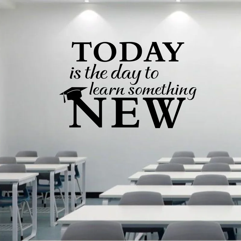 Education Wall Decal Motivational Quote Today Learn Something New Sticker Vinyl Study School Classroom College Dorm Decor #36