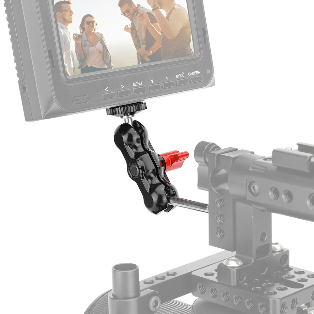 حامل رأس كروي صغير HDRIG يدعم 360 درجة ° دوار 90 ° إمالة مع برغي تمديد 1/4 بوصة - 20 لشاشة الكاميرا / المصباح اليدوي
