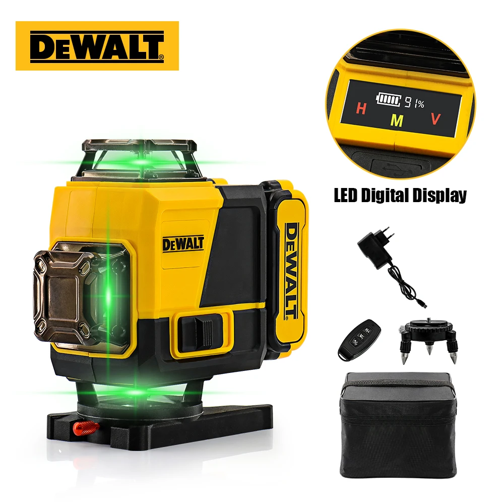Dewalt Tools 12/16 Lines Laser Level 360° Self-Leveling Horizontal And Vertical Cross Line Laser Level Super Powerful Green Beam