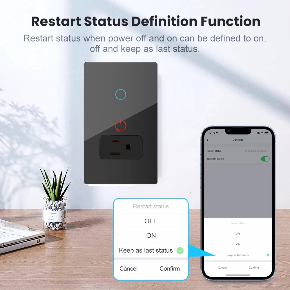 Light Switch US Plug Wall Socket Mexico Wifi Smart Tuya Outlet Touch Intelligent Rectangle Glass Panel Remote Alexa Google Home