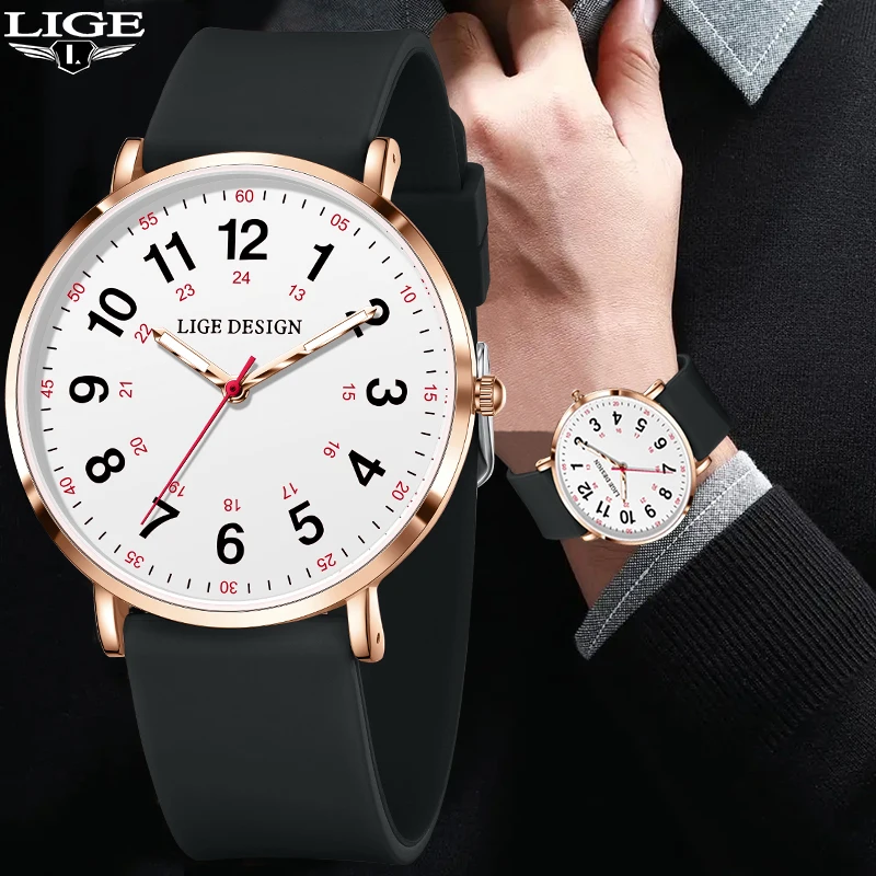 

Новые модные кварцевые мужские часы LIGE Design с силиконовым ремешком, повседневные спортивные водонепроницаемые классические часы для мужчин, мужские часы в подарок