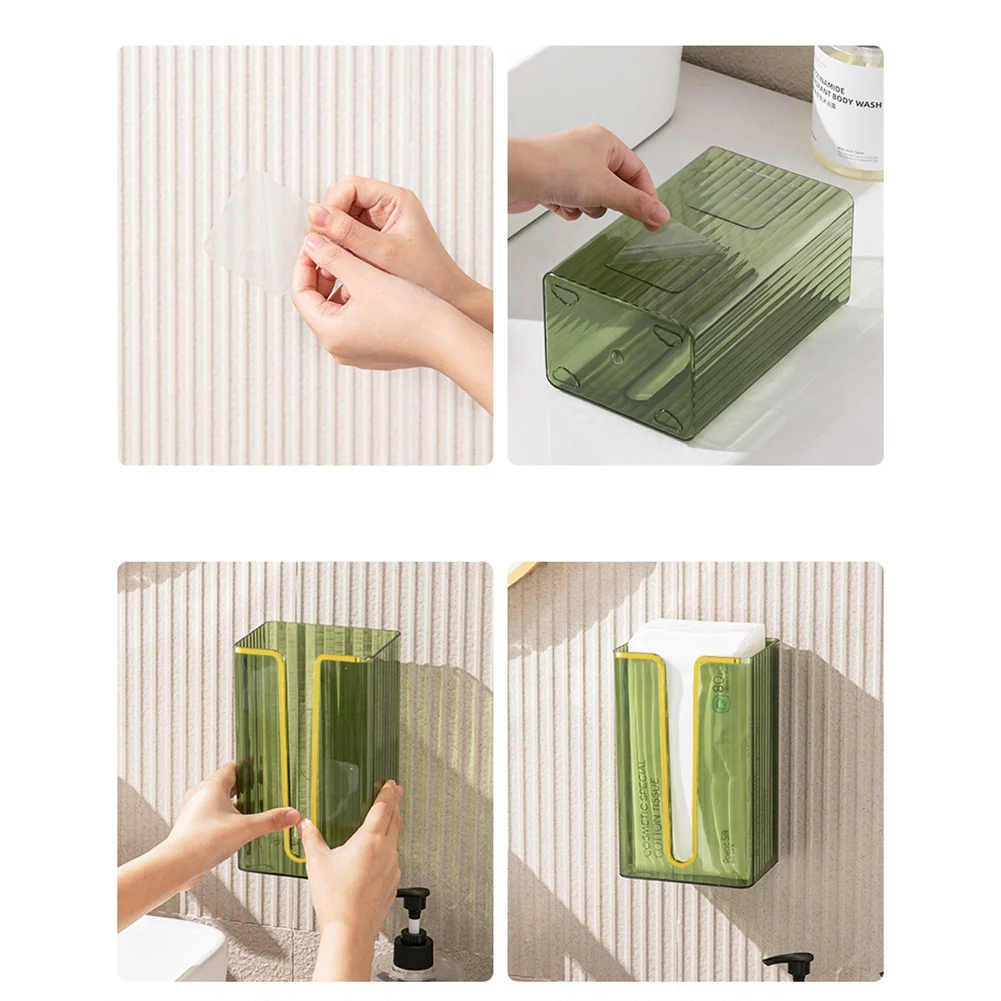-SPOR Punch-Free Tissue Box Kitchen Bathroom Paper Organizer Wall-Mounted Paper Towel Storage