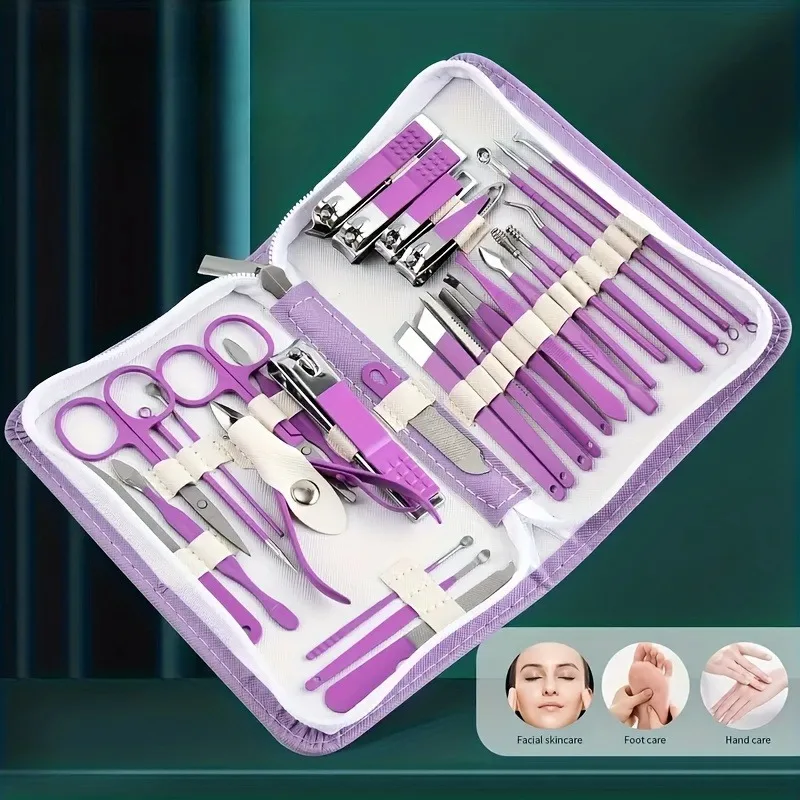 30-teiliges Edelstahl Nagelpflege-Set mit Nagelknipsern und Werkzeugen. Körperpflege-Zubehör - Schwere Tragbare Trimmwerkzeuge