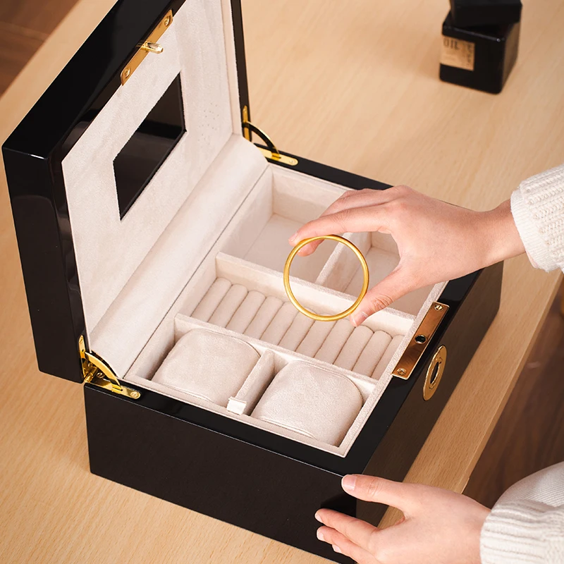 High Quality Smart Luxury Rectangle Washable Modern Fingerprint-Sensing Magnetic Snap Jewelry Box