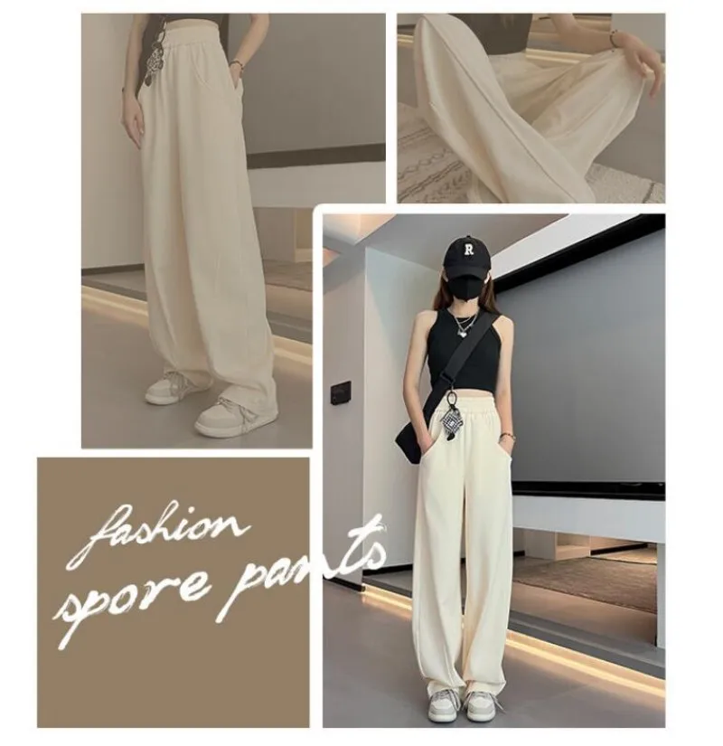 Pants Women  Autumn Mopping Banana Pants Girl Red Wide Leg High Waist Straight Trousers Pants Casual Sports Pants