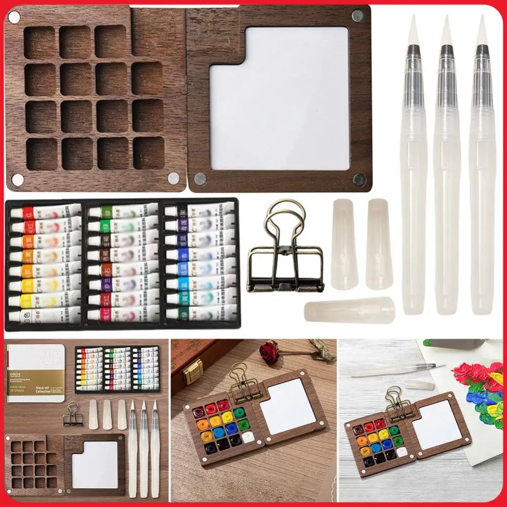 Travel Paint Palette Pocket Artist Watercolor Set with Clip Mini Watercolor Palette Set Portable Watercolor Set for School
