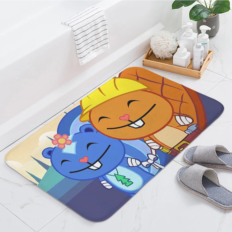 Room Floor Carpet Happy D-Tree Friends Hallway Porch Foot Mat Non-slip Custom Doormat Entrance Door Balcony Bedroom Rug Home