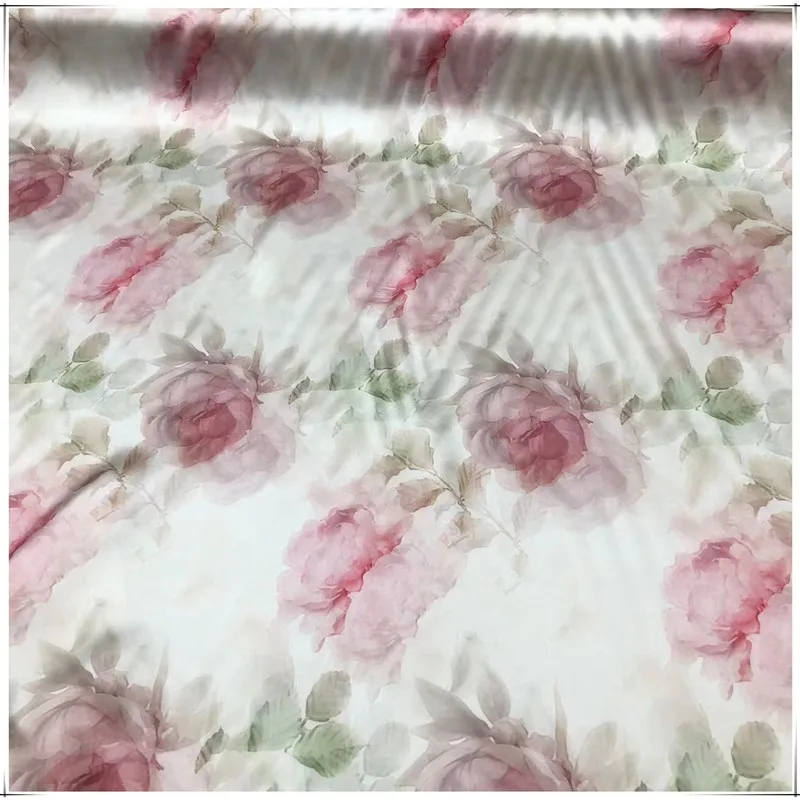 Heavy Mulberry Silk Satin Fabric Inkjet Printing 40 M Suzhou Cheongsam Clothing Thickened