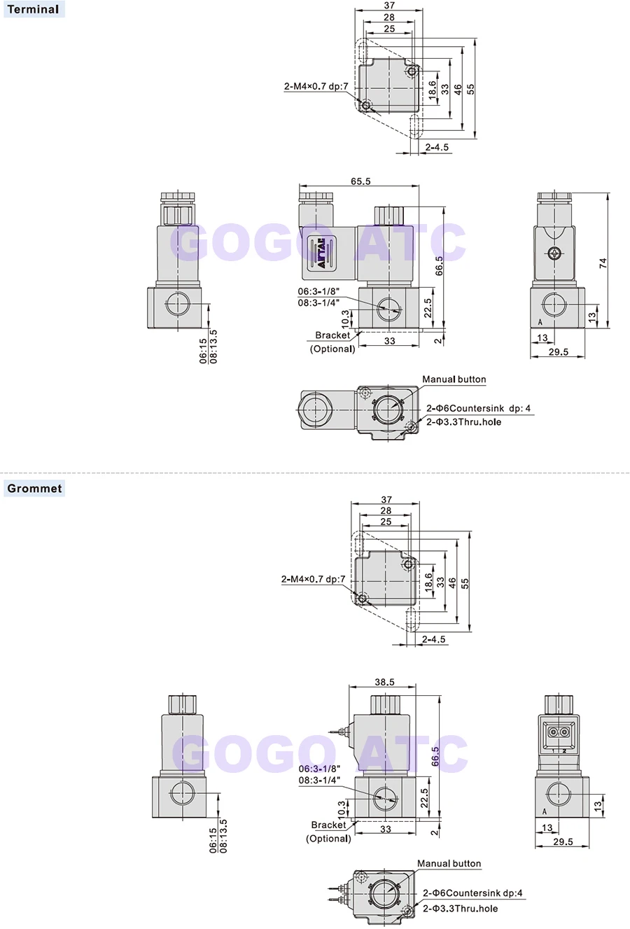 Электромагнитный клапан 3 Way Vacuum High-frequency Solenoid Valve 12V 24V 110V AIRTAC Type 3V2-06-NC 3V2-08-NO 1/8 1/4 BSP Dispensing Machine Valve Пневматика — деталь 2