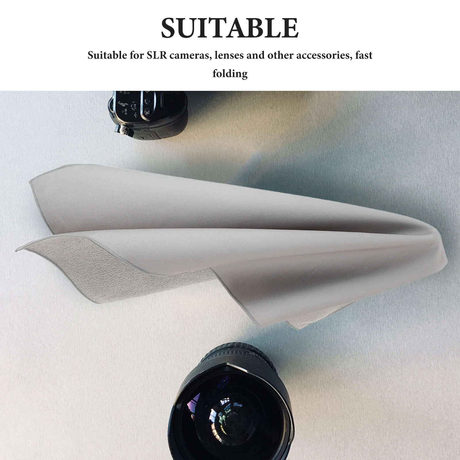 Camera Wrap Cloth 17.49x17.29 Inch Light Grey Foldable Protective for Dslr Lens Anti-Scratch Storage Photography Accessories