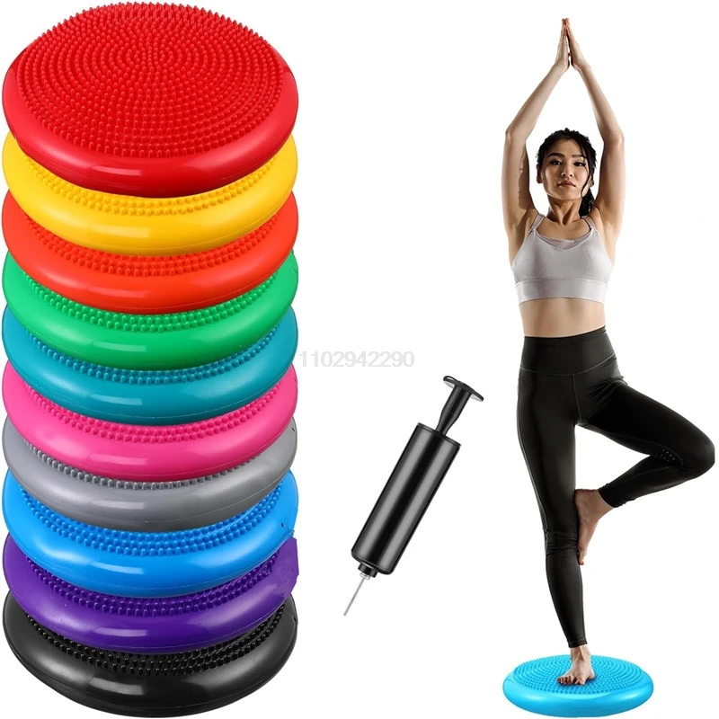 13.5in / 34cm Inflated Wobble Cushion Wiggle Seat Balance Disc Yoga Balance pads for Exercise Fitness Yoga Srengthen for Kids