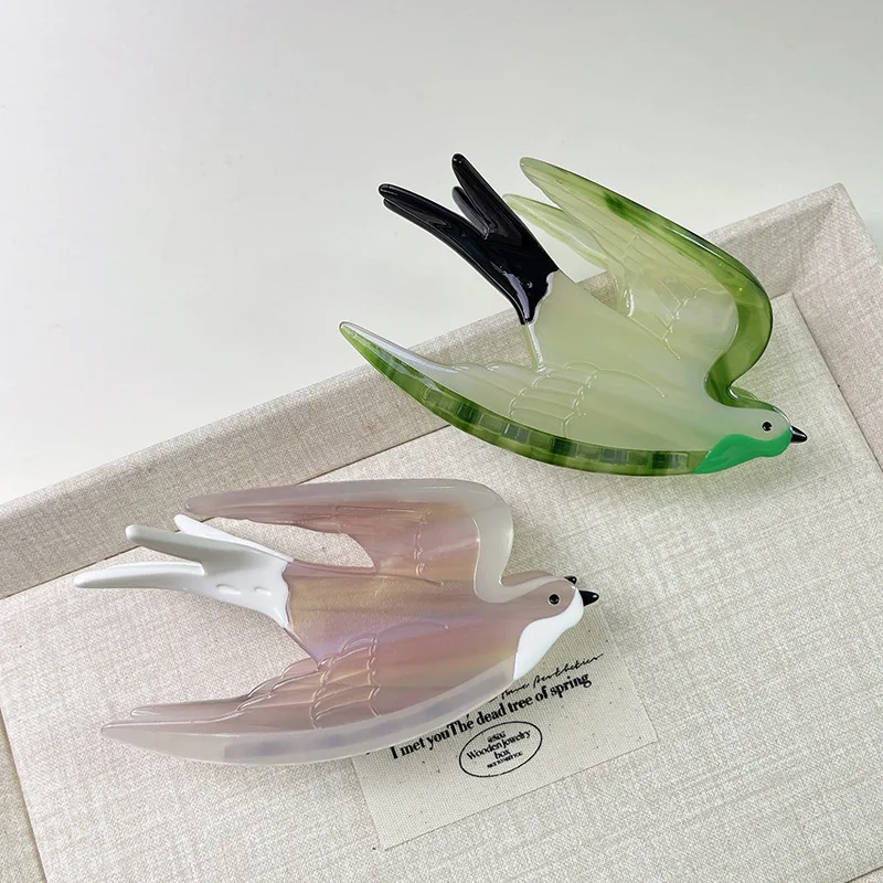 Design Swallow Grab Clip Premium Animal Acetate Hairpin Cute Color Matching Peace Dove Shark Clip Women's Hair Accessories