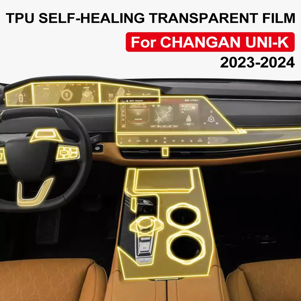 Película protectora de TPU antirayaduras para interior de Changan UNI-K 2023 2024, consola central, tablero, navegación