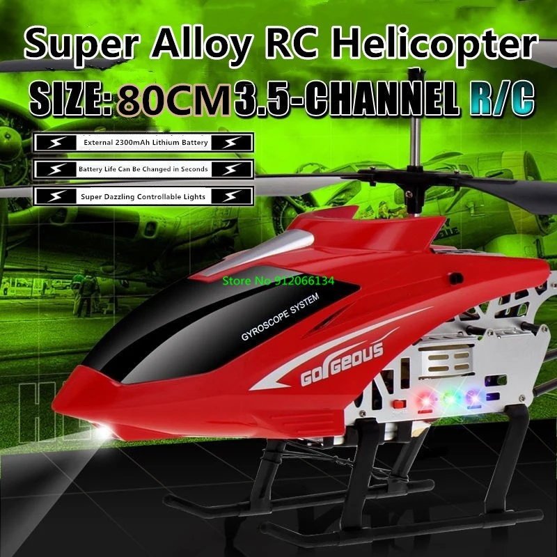 150m 80cm grande liga elétrica rc helicóptero zangão modelo de brinquedo 3.5ch corpo anti-queda led luz helicóptero de controle remoto aeronaves