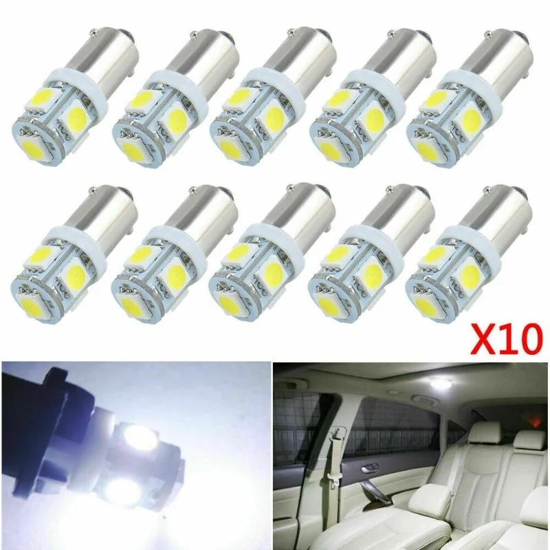 10Pcs BA9S T10 T4W Car LED Lamps 5050 5SMD Auto Interior Lighting Dome Map Reading Light Side Wedge Parker Bulbs 12V