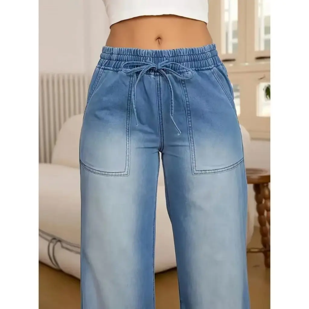 

Женские широкие джинсы с высокой талией, свободные повседневные модные прямые брюки, новое поступление в европейском и американском стиле