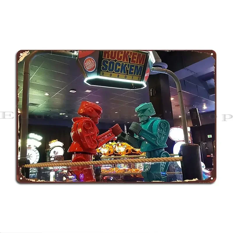 Life Size Rock Em Sock Em Robots Metal Sign Printing Funny Wall Decor Club Printed Tin Sign Poster