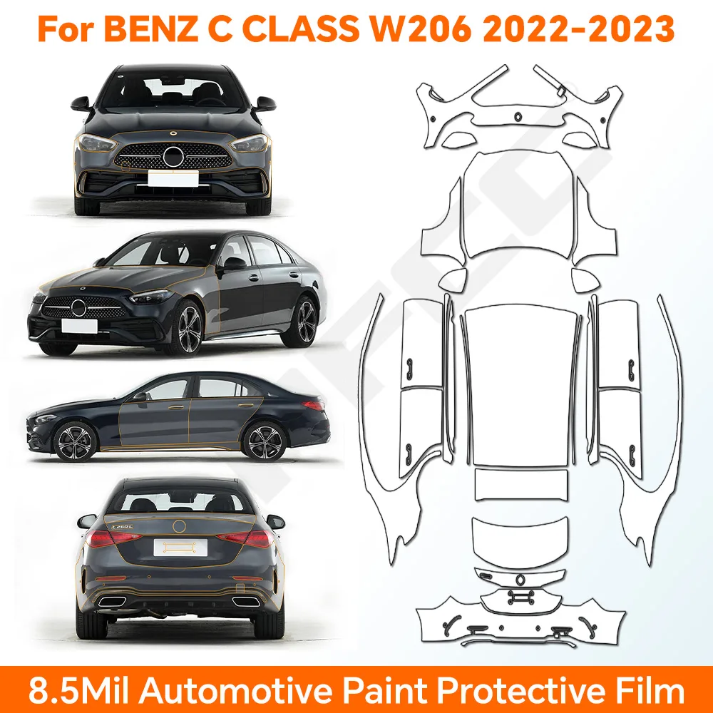 

Pre-cut TPU For Mercedes Benz C Class W206 2022 2023 Paint Protection Film Clear PPF Car Body Anti-Scratch Resistant Invisible