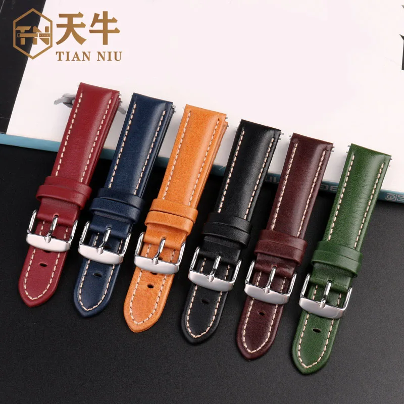 

18/20mm 22mm Genuine lea-ther bracelet for BRISTON Omega/Rolex Green Water Ghost/Tissot/Casio Universal Quick Detachment Strap