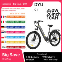 DYU C1 Electric Bike 350W Motor 36V 10Ah Battery 26*2.5 inch All-terrain Tires 25km/h Max Speed 65km Max Range Dual Disc Brakes