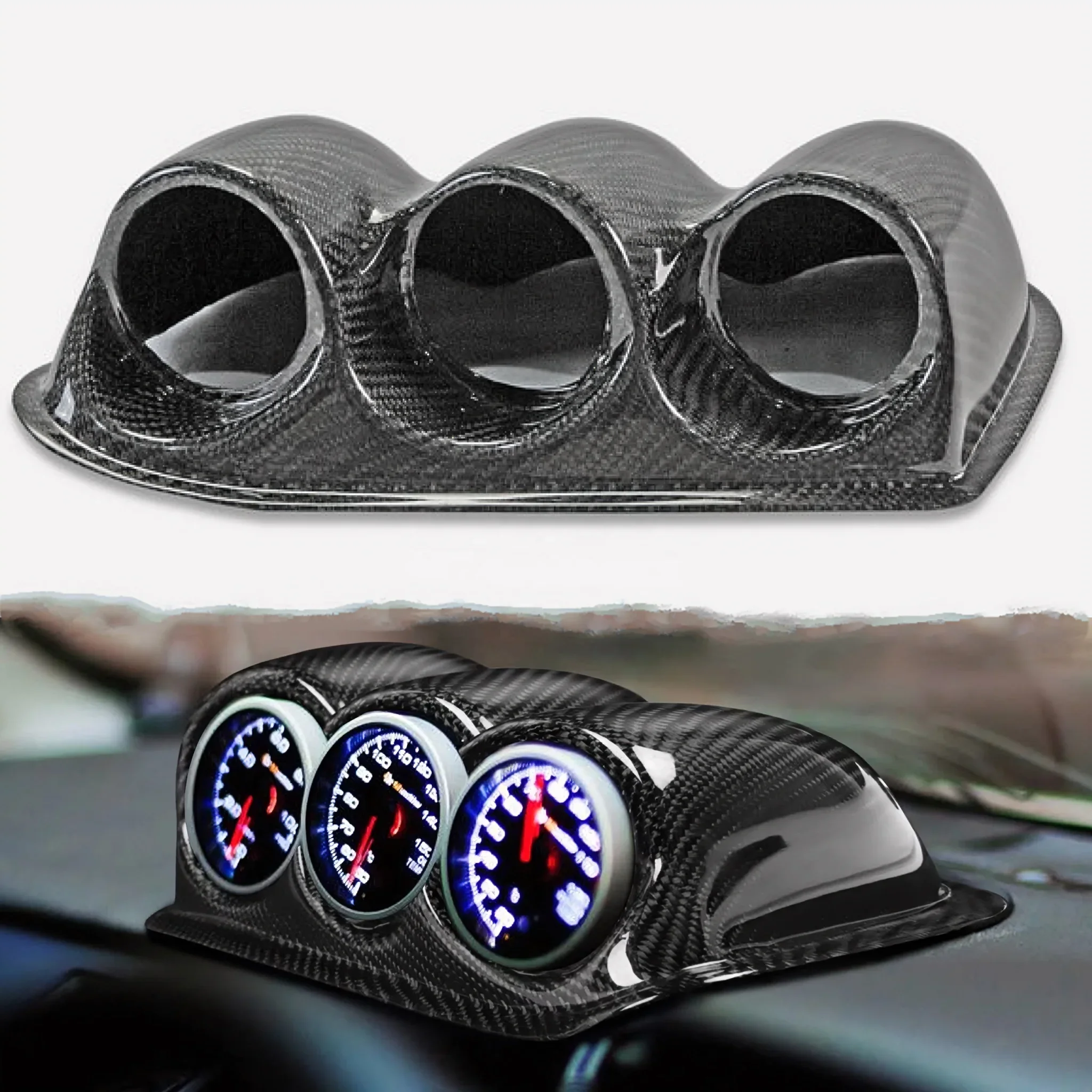 Fot Mitsubishi Evolution 7 8 9 Dash Triple Gauge Pod 60mm  Carbon Oil temperature gauge manometer Cover for EVO