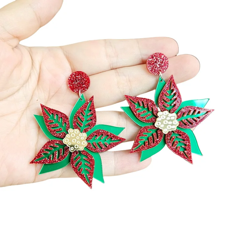 New Christmas Earrings Decoration Christmas Scallion Powder New Earrings Christmas Decoration Gift Wholesale