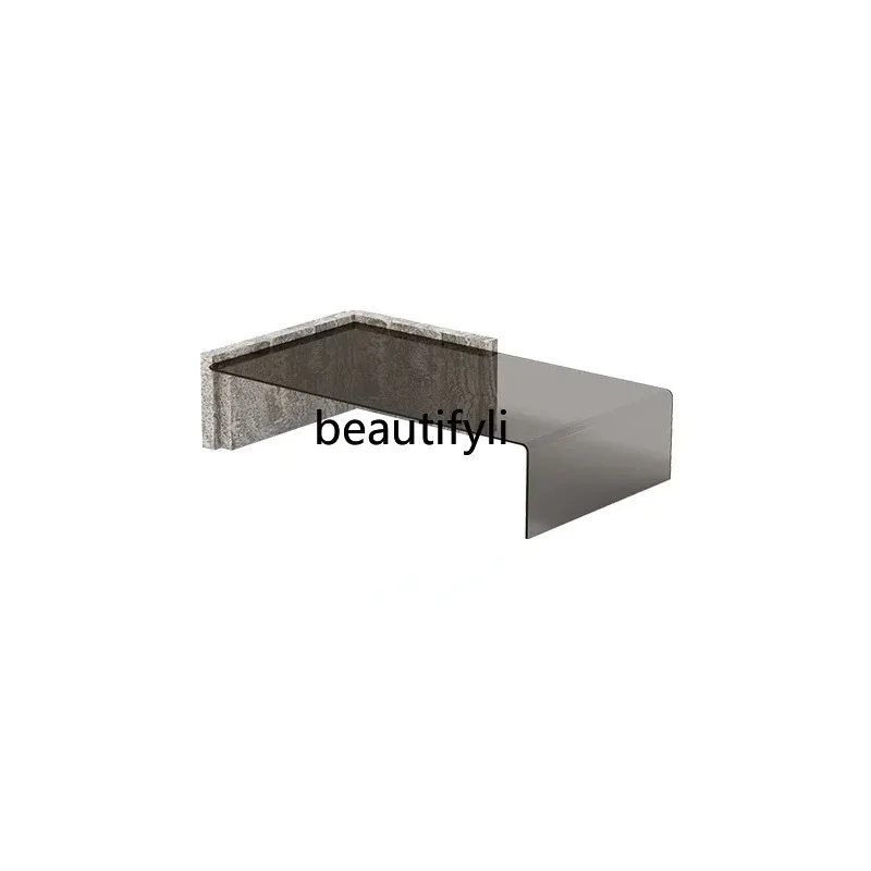 A506 Italian light luxury tempered glass home living room minimalist designer, white marble coffee table
