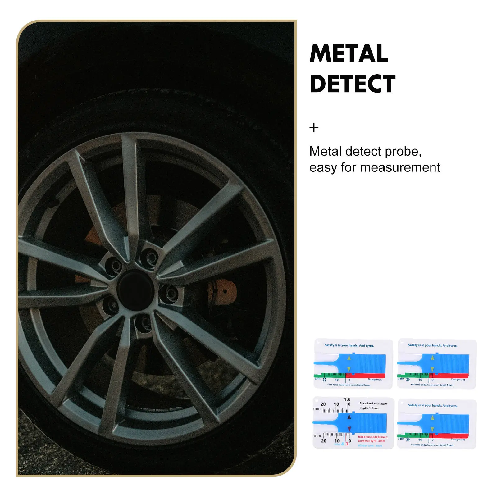 4 pcs Tire Tool Car Repair Halloween Christmas New Year Car Tire Tread Gauge Portable Design Car Detailing Shop Digital