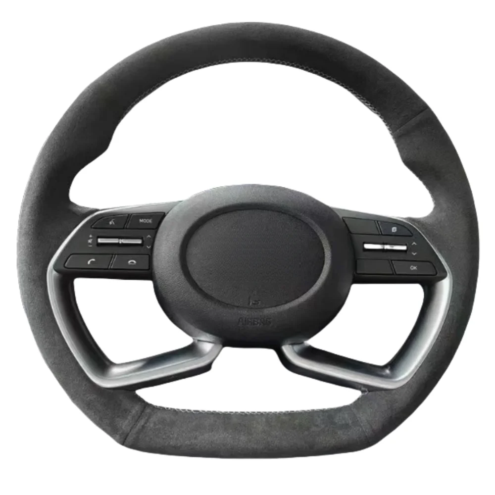 Car Steering Wheel Cover DIY Suede Leather For Hyundai Alcazar 2021 Creta Venue 2022 Elantra 5 Solaris Elantra  Auto Accessories